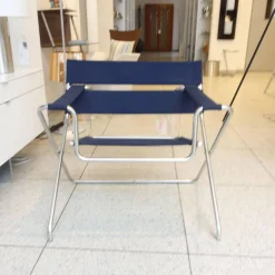 Tecta Einzelstühle|Klappsessel D4E Bezug Cora Dunkelblau Gestell Edelstahl Wetterfest