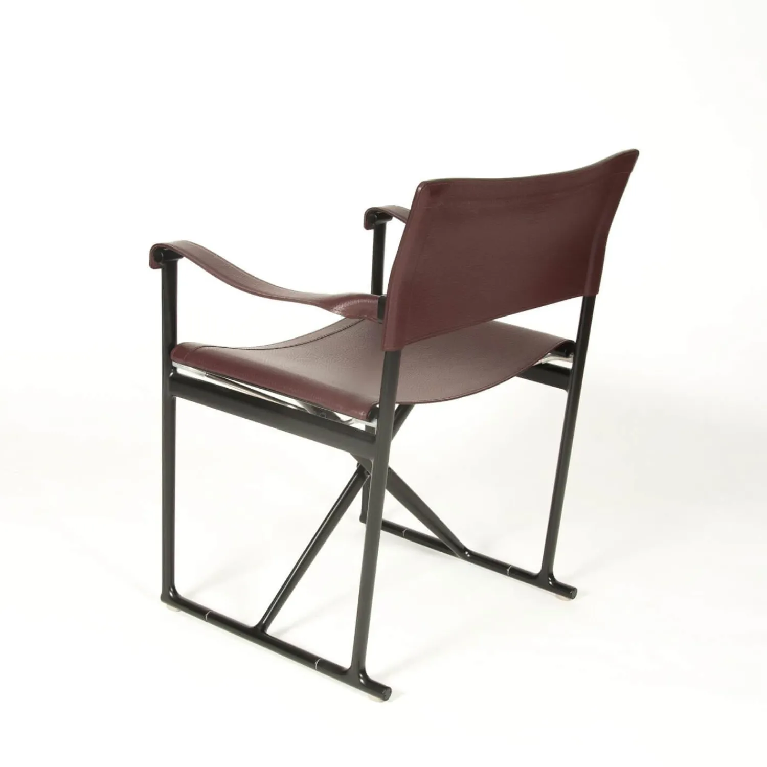 B&B Italia Relaxsessel|Klappsessel Mirto Bezug Kernleder Bordeauxrot Geprägt Gestell Schwarz Lackiert