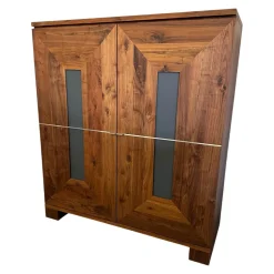 Scholtissek Kleiderschränke|Kleiderschrank Artus Klein Korpus Astiger Nussbaum Innen Birke Natur Geölt Glas Dunkelgrau Matt