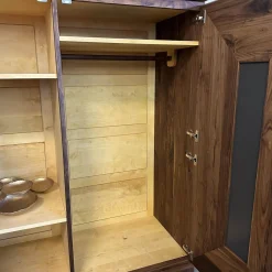 Scholtissek Kleiderschränke|Kleiderschrank Artus Klein Korpus Astiger Nussbaum Innen Birke Natur Geölt Glas Dunkelgrau Matt