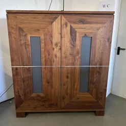 Scholtissek Kleiderschränke|Kleiderschrank Artus Klein Korpus Astiger Nussbaum Innen Birke Natur Geölt Glas Dunkelgrau Matt