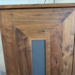 Scholtissek Kleiderschränke|Kleiderschrank Artus Klein Korpus Astiger Nussbaum Innen Birke Natur Geölt Glas Dunkelgrau Matt