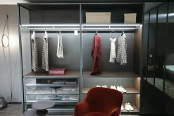 Molteni & C Kleiderschränke|Kleiderschrank Gliss Master Larix Moro Glas Stopsol Grau Nussbaum mit Innenausstattung und Beleuchtung