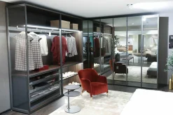 Molteni & C Kleiderschränke|Kleiderschrank Gliss Master Larix Moro Glas Stopsol Grau Nussbaum mit Innenausstattung und Beleuchtung