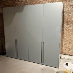 Molteni & C Kleiderschränke|Kleiderschrank Gliss Master Korpus Melaminbeschichtet Shantung Grau Front Lack Blaugrau Mit Drehtür