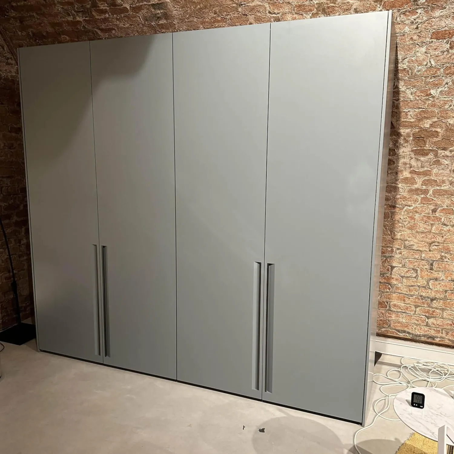 Molteni & C Kleiderschränke|Kleiderschrank Gliss Master Korpus Melaminbeschichtet Shantung Grau Front Lack Blaugrau Mit Drehtür