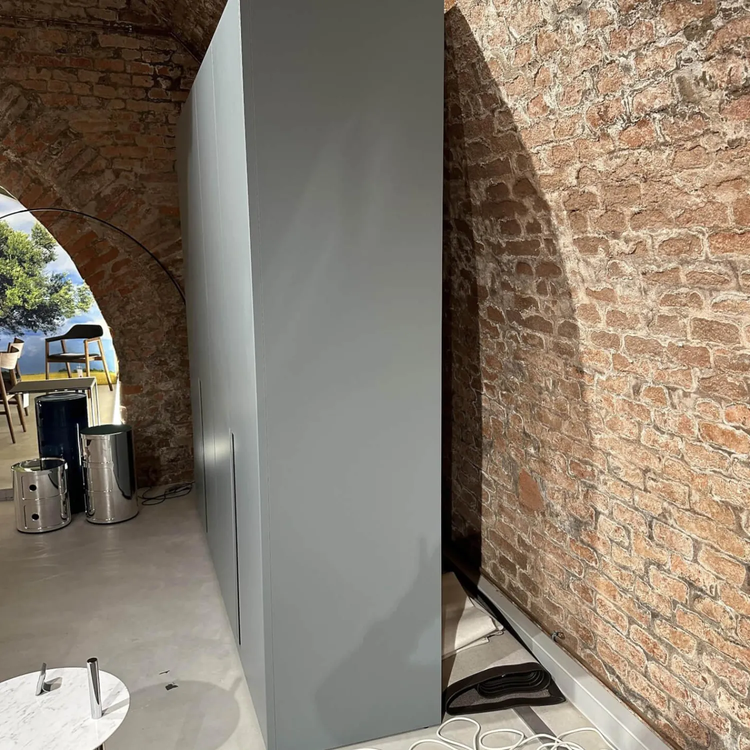 Molteni & C Kleiderschränke|Kleiderschrank Gliss Master Korpus Melaminbeschichtet Shantung Grau Front Lack Blaugrau Mit Drehtür