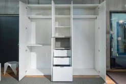 Piure Kleiderschränke|Kleiderschrank Line Mattlack P01 White Griffe P19 Dune Grau