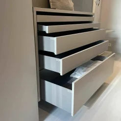 Interlübke Kleiderschränke|Kleiderschrank Offene Ankleide Collect Lack Muschel mit Beleuchtung