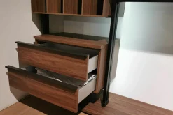 Naver Collection Kleiderschränke|Kleiderschrank Refugium Nussbaum Dunkel Oberfläche Alu Bronze mit Hängekommode