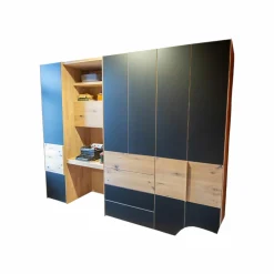 Team 7 Kleiderschränke|Kleiderschrank Valore Front Glas Schwarz Matt Korpus Eiche Weißgeölt Mit Schreibtischelement