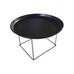 B&B Italia Beistelltische|Kleiner Beistelltisch Fat Fat TFF42 M Tablett Schwarz 150 Lackiert Gestell Glänzend Verchromt