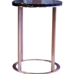 B&B Italia Beistelltische|Kleiner Runder Tisch Lithos Marmor Sahara Noir Glänzend Gestellfarbe Kupfer