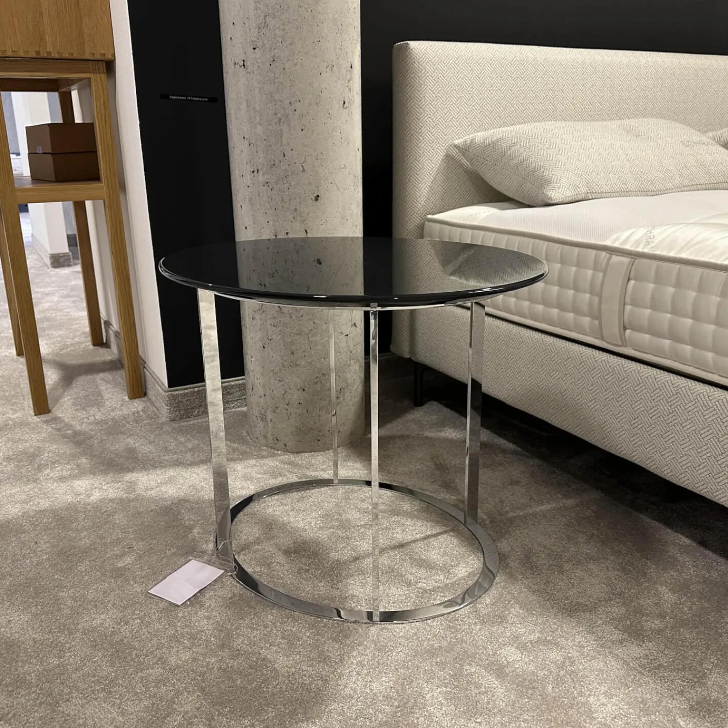 B&B Italia Beistelltische|Kleiner Tisch SMT05L Maxalto Pathos 997L Antracite Lucido Anthrazit Metallgestell Verchromt