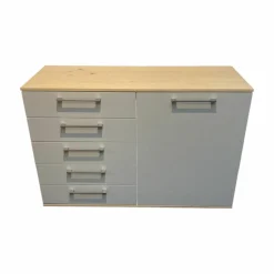 Disselkamp Kommoden & Sideboards|Kombikommode Daisy Korpus Wildeiche Front Lack Taupe Grau Weiß Griffe Nickel Matt