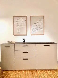 Contur Kommoden & Sideboards|Kommode 3900 Block Lack Grau Abdeckplatte Wildeiche Dunkel