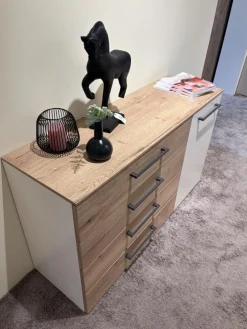 Musterring Kommoden & Sideboards|Kommode Airline 300 Lack Bianco Weiß Matt Absetzung Eiche Silea 4 Schubkästen Und 1 Tür