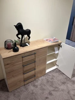 Musterring Kommoden & Sideboards|Kommode Airline 300 Lack Bianco Weiß Matt Absetzung Eiche Silea 4 Schubkästen Und 1 Tür