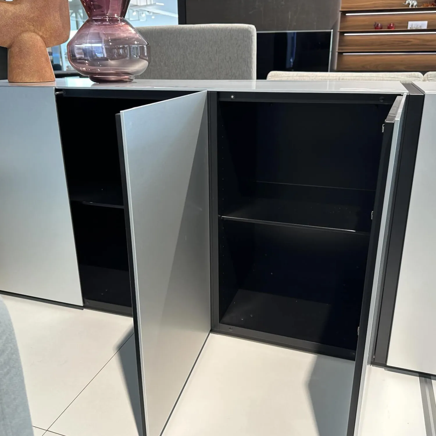 Kettnaker Kommoden & Sideboards|Kommode Alea Fronten Und Abdeckplatte Aluminium Natur Korpus Lack Schwarz Matt