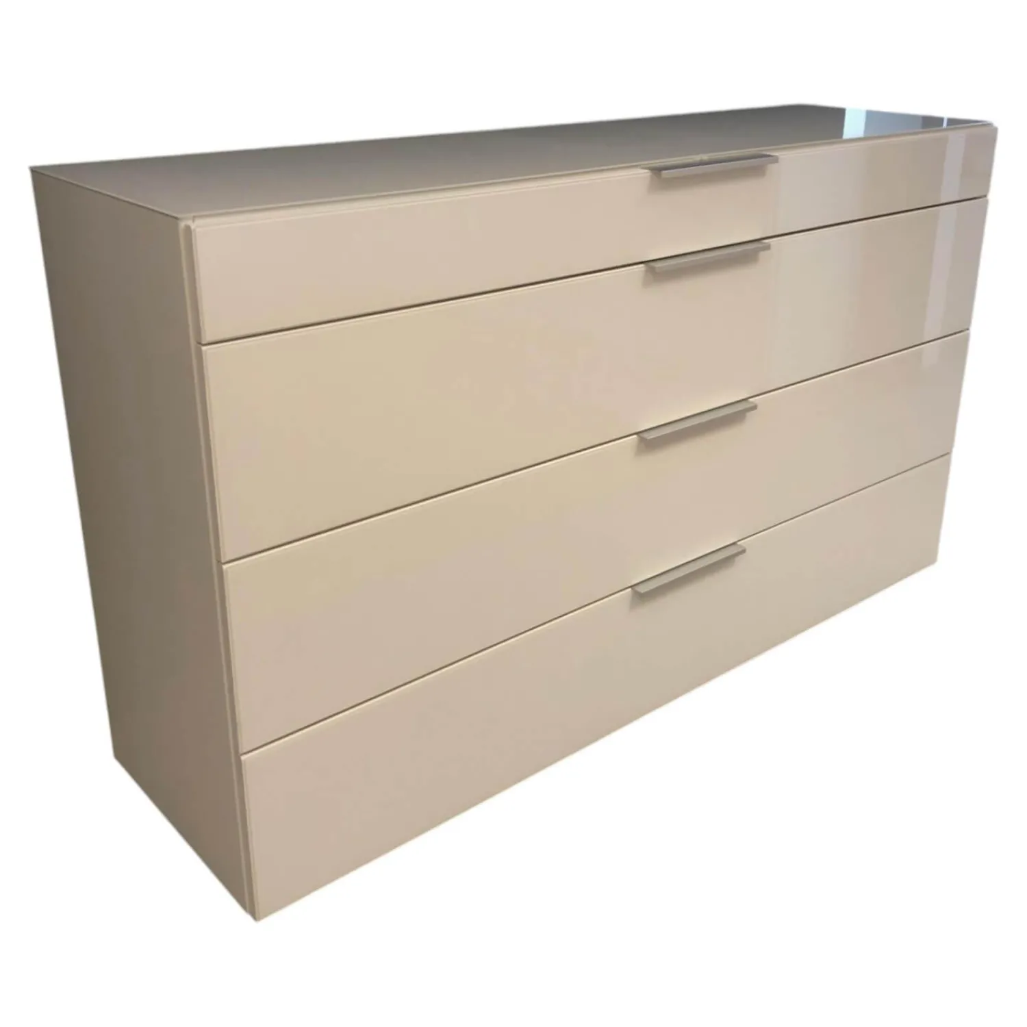 Nolte Kommoden & Sideboards|Kommode Alegro 2 Polarweiß Ausführung Weißglas Alu Matt