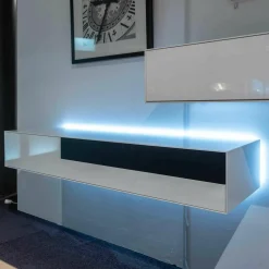 Piure Kommoden & Sideboards|Kommode Box Twin Schub Links Hängend H01 Hochglanz Weiß