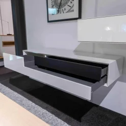 Piure Kommoden & Sideboards|Kommode Box Twin Schub Links Hängend H01 Hochglanz Weiß