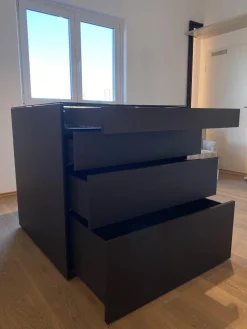 An-Collection Kommoden & Sideboards|Kommode Centric Nussbaum Dunkel Furniert Parsolglas Grau