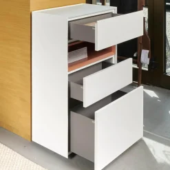 Interlübke Kommoden & Sideboards|Kommode Cube Light Spanplatte Mattlack Schneeweiß Guave Abdeckplatte Glas