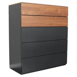 Sudbrock Kommoden & Sideboards|Kommode Cubo Lack Cosmos Schwarz 436 Laden und Abdeckplatte Nussbaum
