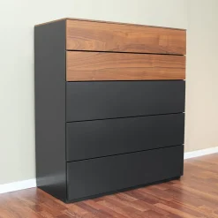 Sudbrock Kommoden & Sideboards|Kommode Cubo Lack Cosmos Schwarz 436 Laden und Abdeckplatte Nussbaum
