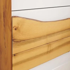 Scholtissek Kommoden & Sideboards|Kommode Farn Mit Baumkante Korpus Massiv Nussbaum Glasfront Optiwhite RAL 9010 Matt