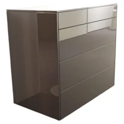 Piure Kommoden & Sideboards|Kommode Line Lack Coffee Hochglänzend Grau MDF Mit 4 Schubläden