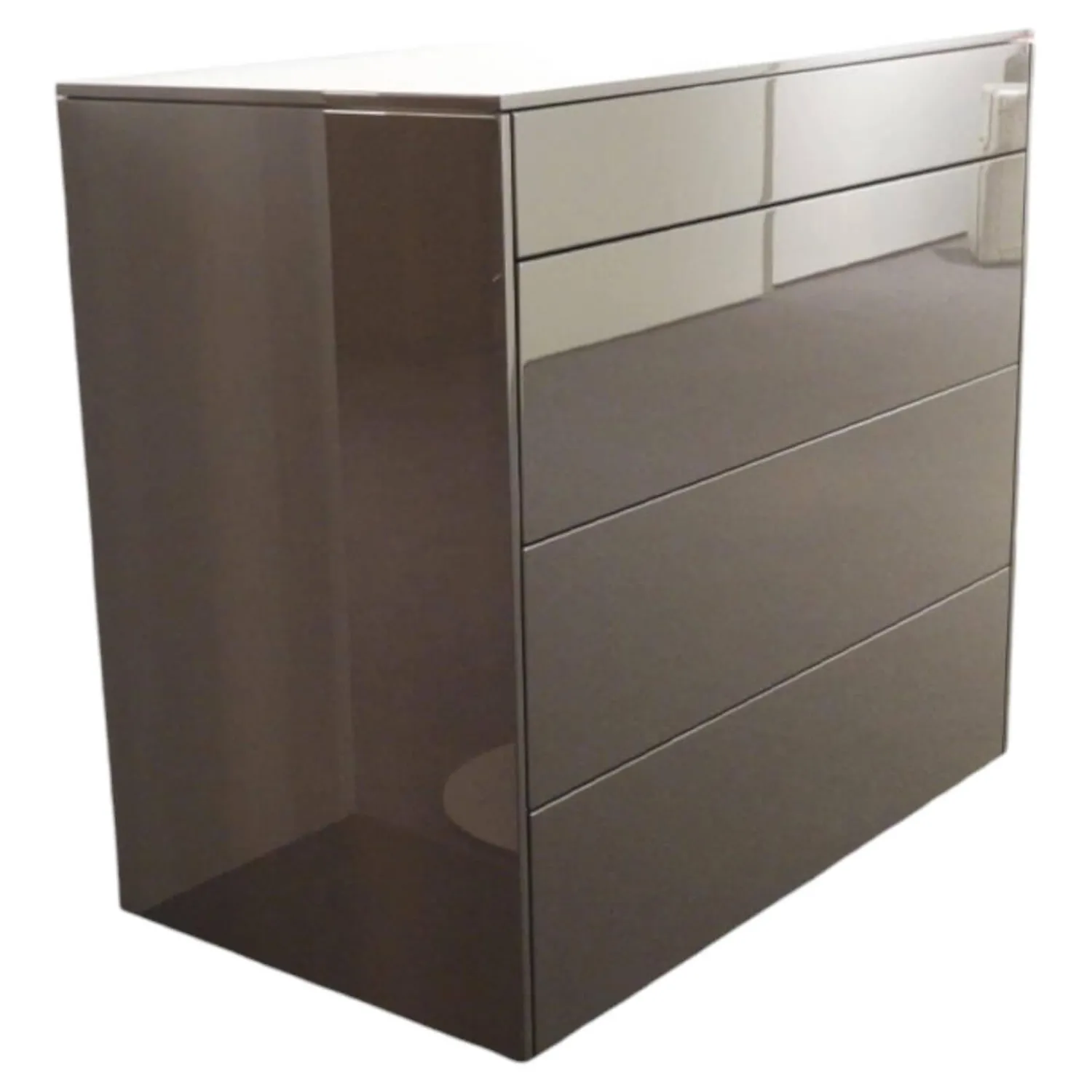 Piure Kommoden & Sideboards|Kommode Line Lack Coffee Hochglänzend Grau MDF Mit 4 Schubläden