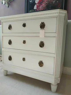 Salda Kommoden & Sideboards|Kommode Massivholz Kirsche Weiss mit 3 Schüben