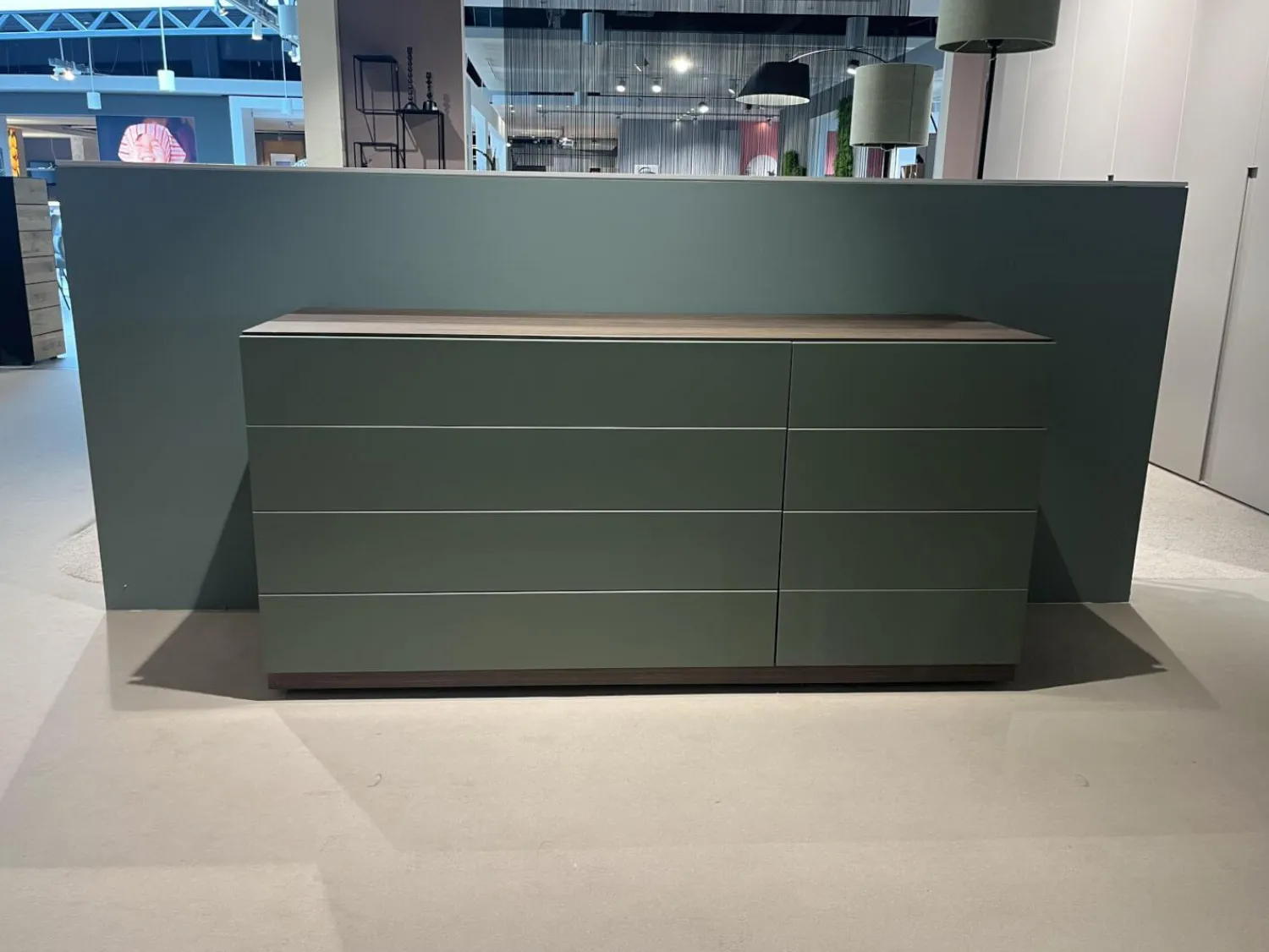 Novamobili Kommoden & Sideboards|Kommode Night Collection 2022 Easy Front Lack 342 Fogia Matt Grün Korpus Nussbaum 72 Noce