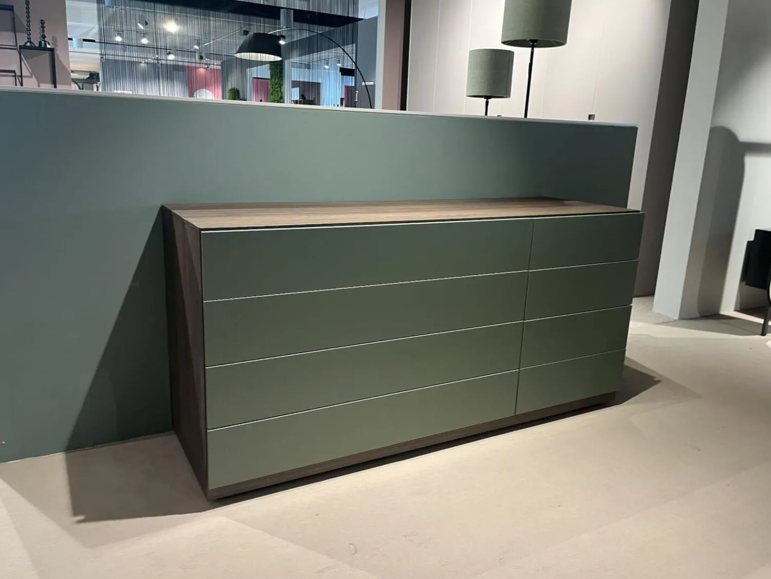 Novamobili Kommoden & Sideboards|Kommode Night Collection 2022 Easy Front Lack 342 Fogia Matt Grün Korpus Nussbaum 72 Noce