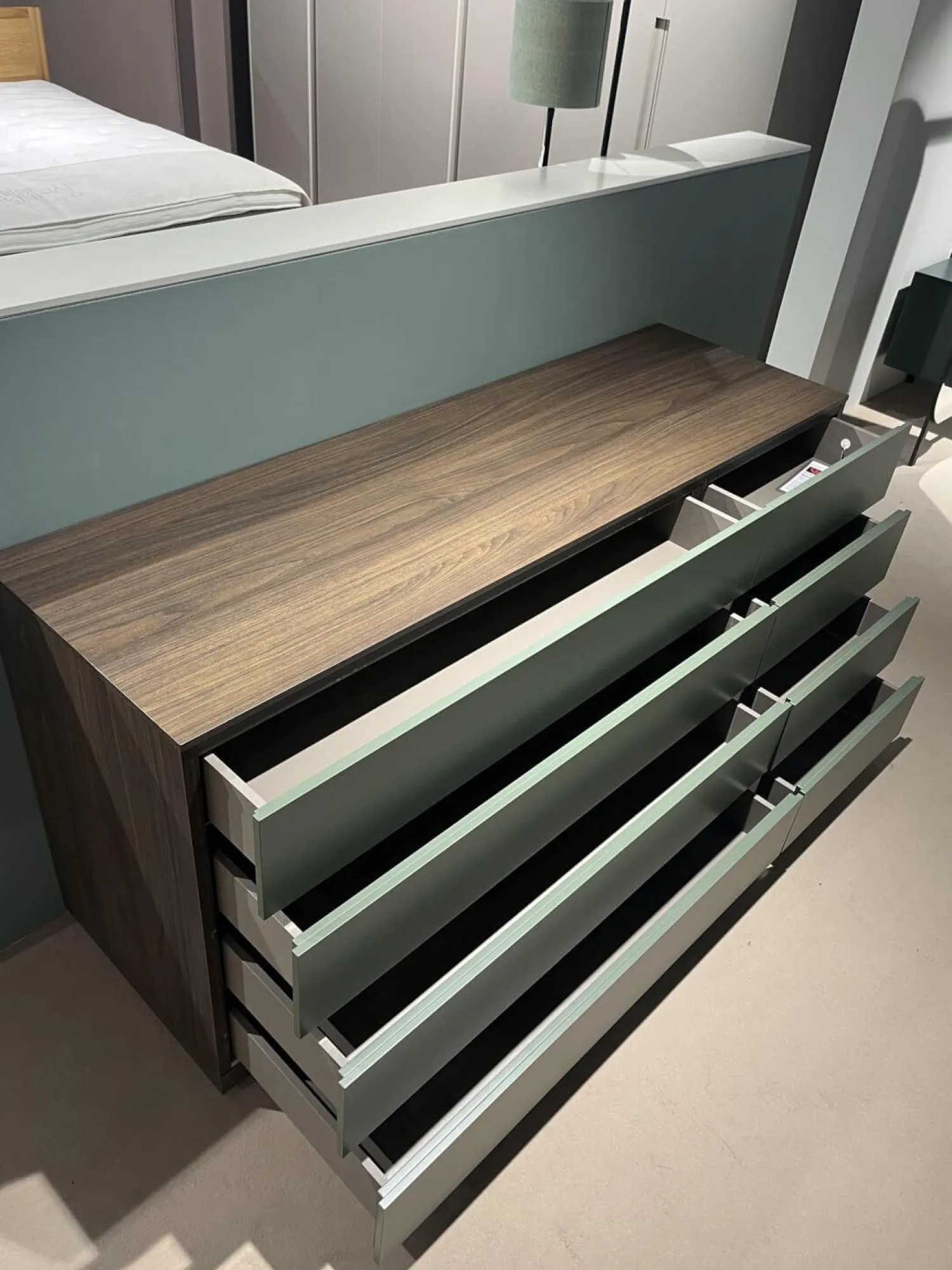 Novamobili Kommoden & Sideboards|Kommode Night Collection 2022 Easy Front Lack 342 Fogia Matt Grün Korpus Nussbaum 72 Noce