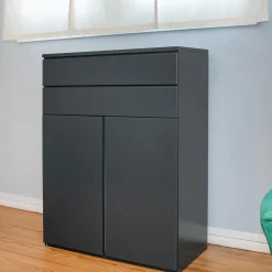 Würmseher Kommoden & Sideboards|Kommode Optima Lack Anthrazit 25 Durchgehende Griffmulde