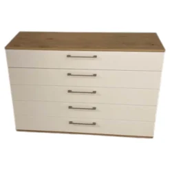 Disselkamp Kommoden & Sideboards|Kommode Studioline Lack Weiß Abdeckplatten Balkeneiche