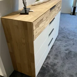 Wöstmann Kommoden & Sideboards|Kommode WSM2800 Wildeiche Soft Gebürstet Mattglas Magnolie 4 Schubkästen