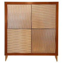 Zephir Kommoden & Sideboards|Kommode Kischbaumholz Massiv Türen Im Edlen Silberglanz Look Grifflos