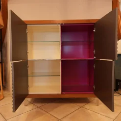 Zephir Kommoden & Sideboards|Kommode Kischbaumholz Massiv Türen Im Edlen Silberglanz Look Grifflos