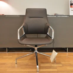 Wilkhahn Bürostühle|Relaxsessel|Konferenzsessel 301/5 Graph Leder 74/16 Dunkelbraun Gestell Verchromt