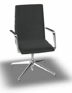Brunner Einzelstühle|Konferenzsessel Fina Soft 6722/A Leder C Torro 5 2999 Black Schwarz Gestell Aluminium Verchromt Drehbar