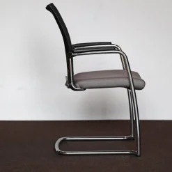 Haworth Einzelstühle|Konferenzsessel Freischwinger Mit Armlehnen Bezug Stoff 31/2000 Silbergrau Verchromt