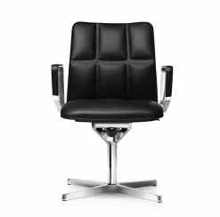 Walter Knoll Bürostühle|Konferenzstuhl Leadchair 2023 Leder Elen 65 1230 Black Gestell Aluminium Hochglanz Poliert