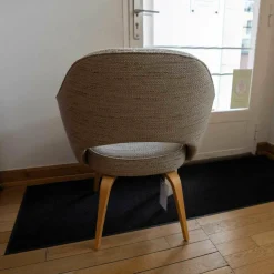 Knoll International Einzelstühle|Konferenzstuhl Saarinen Stoff Rivington Beige Gestell Eiche Natur