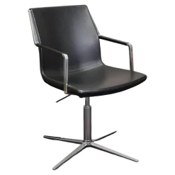 Wagner Living Einzelstühle|Konferenzstuhl W-Cube 3 Leder Schwarz Gestell Chrom