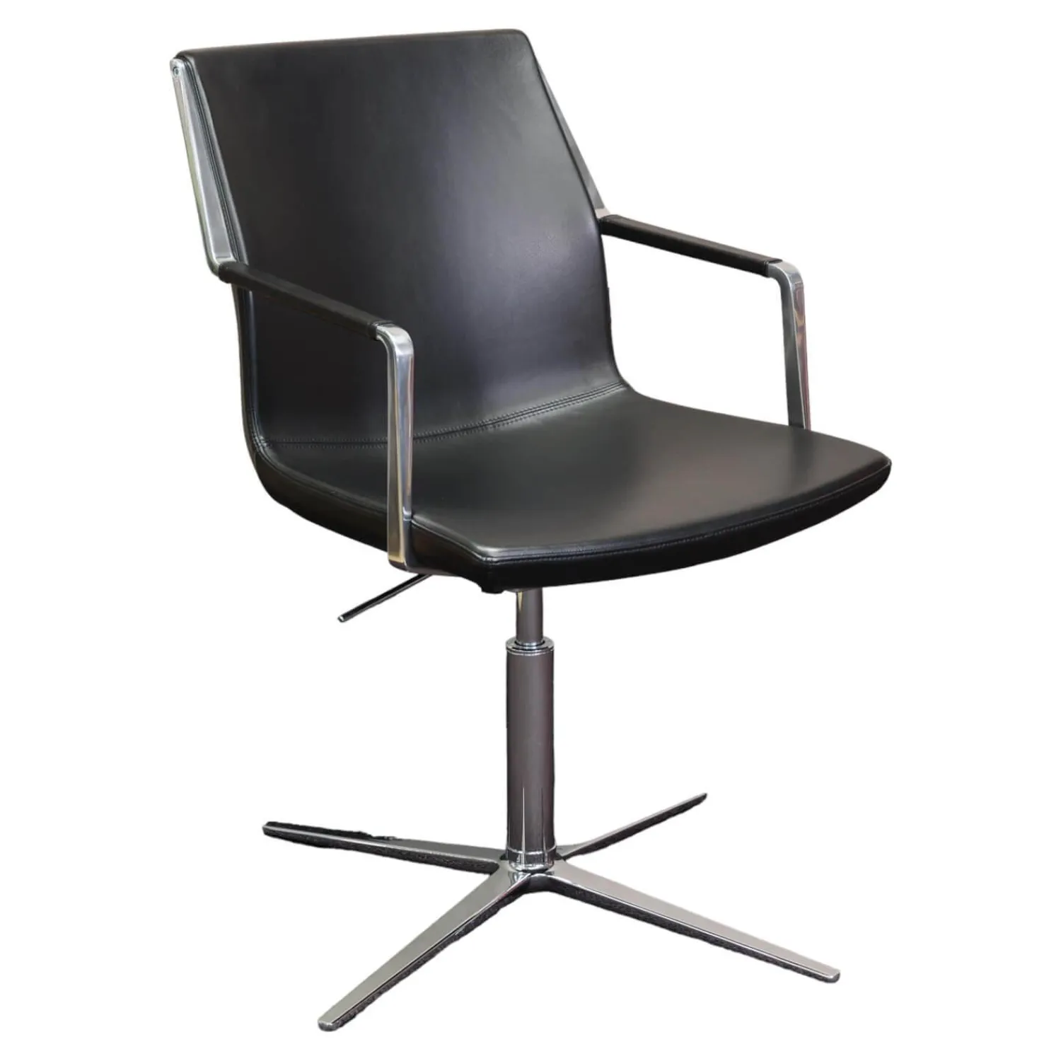 Wagner Living Einzelstühle|Konferenzstuhl W-Cube 3 Leder Schwarz Gestell Chrom