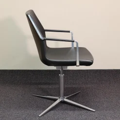 Wagner Living Einzelstühle|Konferenzstuhl W-Cube 3 Leder Schwarz Gestell Chrom